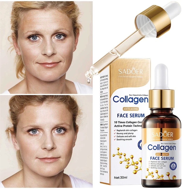 Collagen Anti-Wrinkle Facial Essence Anti-Aging Lifting Firming Face Serum Fade Fine Line Brightening Moisturizing Skin Care 30g