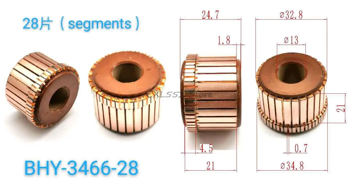 

5Pcs 13x21(24.7)x32.8mm 28P BHY-3466-28 Copper Bars Alternator Electric Motor Commutator For 150 Angle Grinder Sweeper