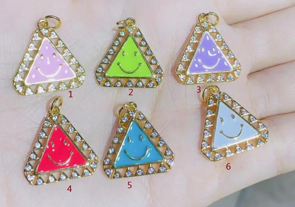 

1 шт. золотые треугольные подвески в форме сердца с фианитами, эмалированная подвеска ручной работы, брикет для ожерелья, серег, ювелирные ак...