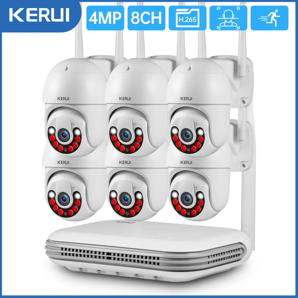 KERUI 4MP HD H.265 Беспроводная Водонепроницаемая PTZ WIFI IP камера безопасности Система 8CH NVR двухсторонний аудио видео CCTV комплект видеонаблюдения - ТОП 100 товаров марта