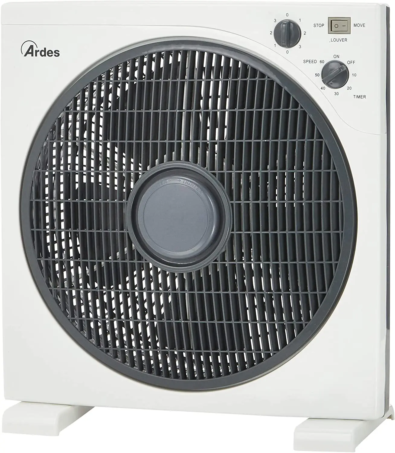 

| Ventilador Portátil Cuadrado Refrescante de Suelo o Mesa con 5 Aspas y 3 Niveles de Intensidad Rotación 360 Grados y Tempor