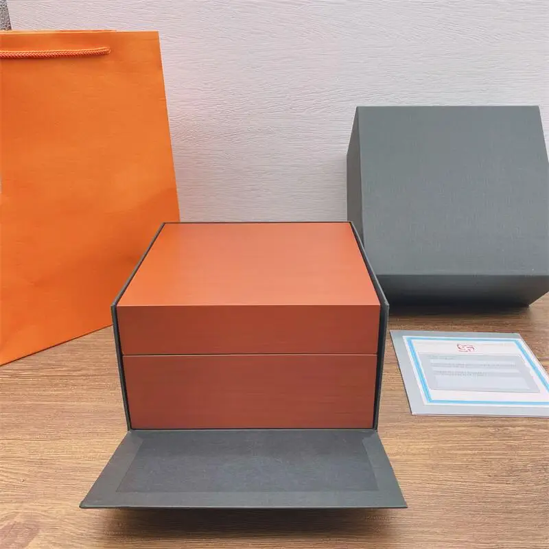 Factory Outlet Orange With Original Wooden  Pam Watch Box Luxury Brand Case With Remove Pen And Crad Custom AAA Watches Gift