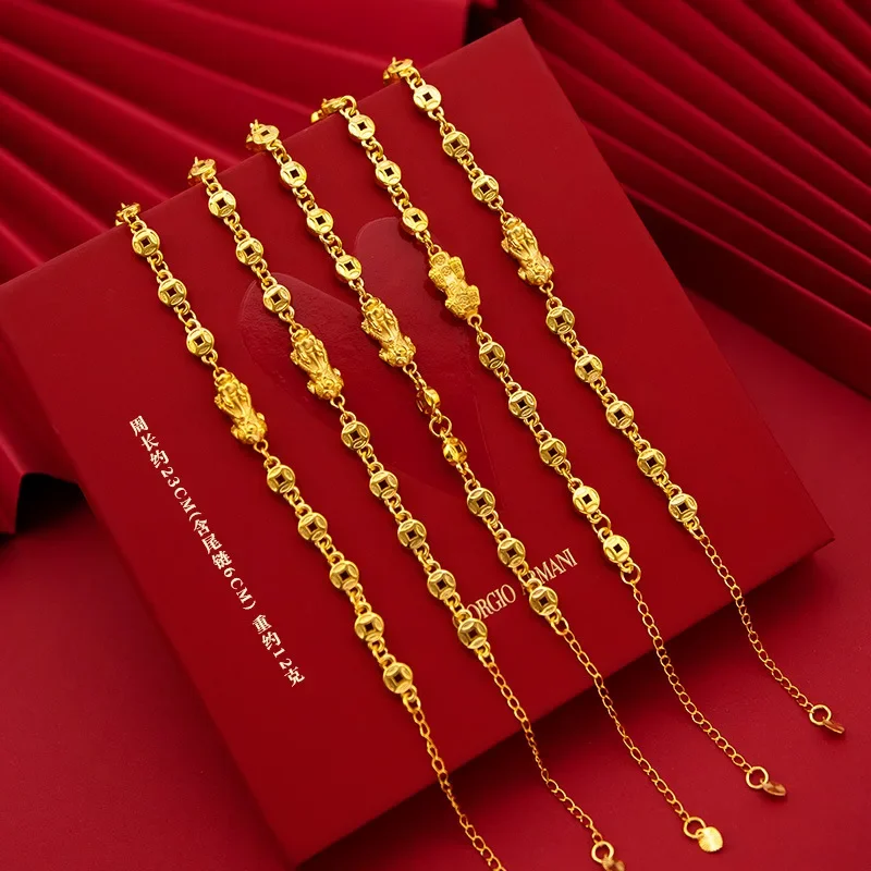 Высокое качество 9999 женская цепочка на запястье 24-каратное настоящее золото