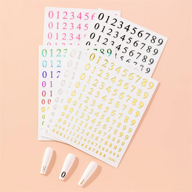 

Наклейки для ногтей, 0-9 букв, 1 шт.