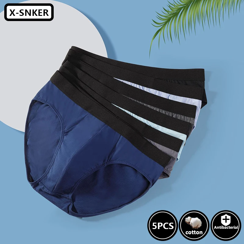 

5Pcs Men's Panties Mens 100%Cotton Underwear Men Solid Color Briefs Bikini Pant Men Comfortable Sexy Slip Underpants L-5XL