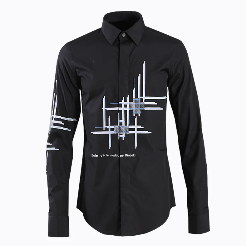

New Hand-painted Digital Picture Men Long Sleeve Fashion Casual Shirts Fashion High Quality Cotton Plus Size M L XL 2XL 3XL 4XL