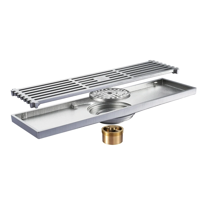 

HIDEEP Shower Floor Drain Bathroom Toilet Floor Drain 80X300mm Water Anti-Odor Wire Strainer Drain