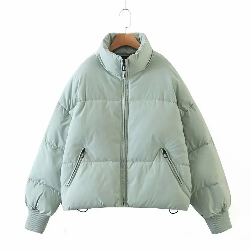 Women's Vintage Green Parkas Coats Casual Pockets Solid Loose Jacket 2023 Autumn Winter Thick Warm Cotton Outerwear Female Basic