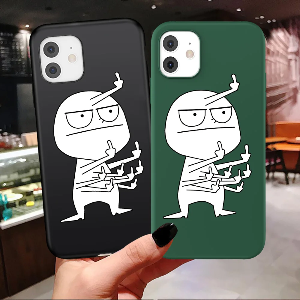 USLION Funny Man Phone Case For iPhone 12 7 8 Plus X XR XS Max Middle Finger Cases For iPhone 13 11 14Pro Soft Silicon Back Case