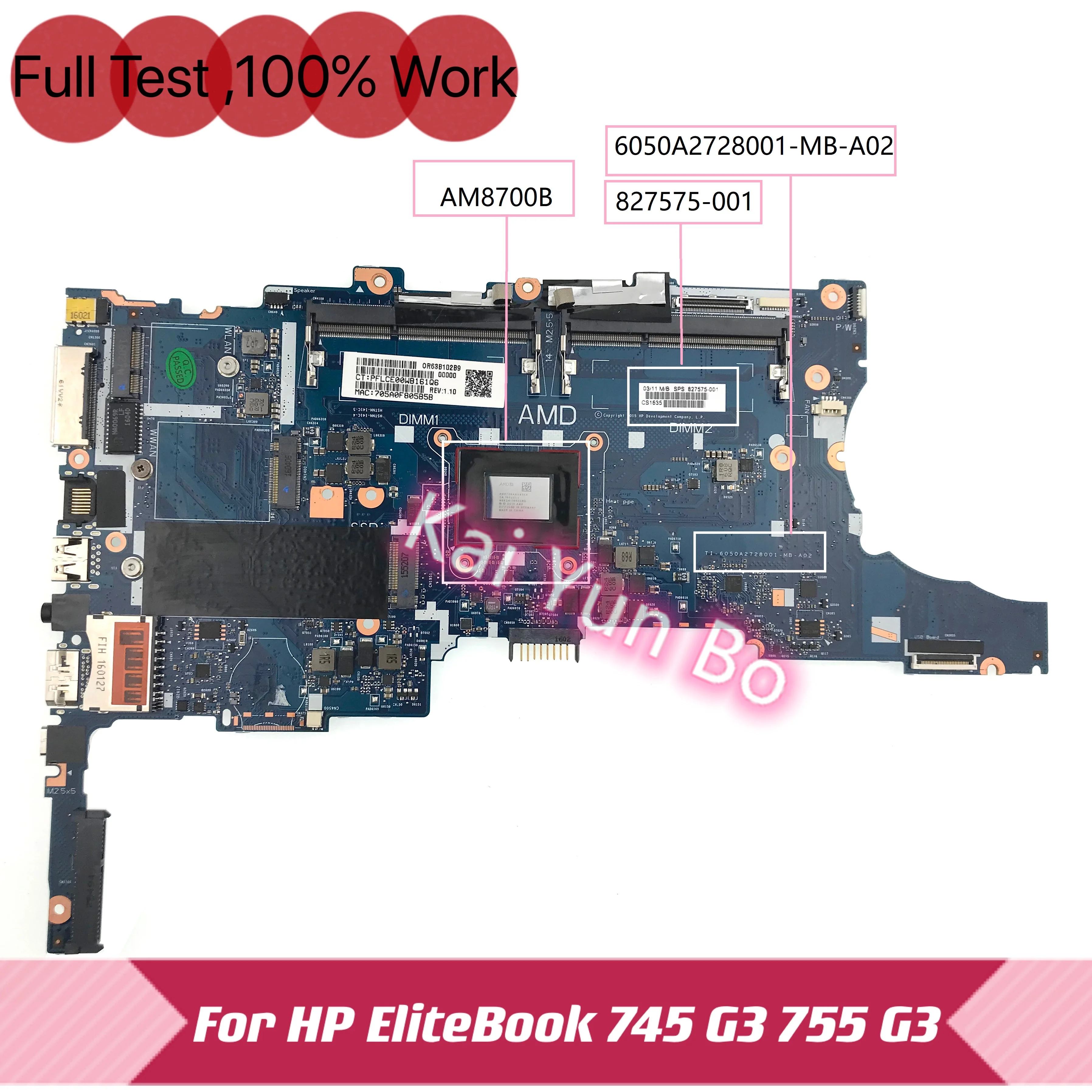 

827575-001 827575-501 827575-601 для ноутбука HP EliteBook 745 G3 755 G3 материнская плата 6050A2728001-MB-A02 A10Pro-8700B 100% ТЕСТ ОК