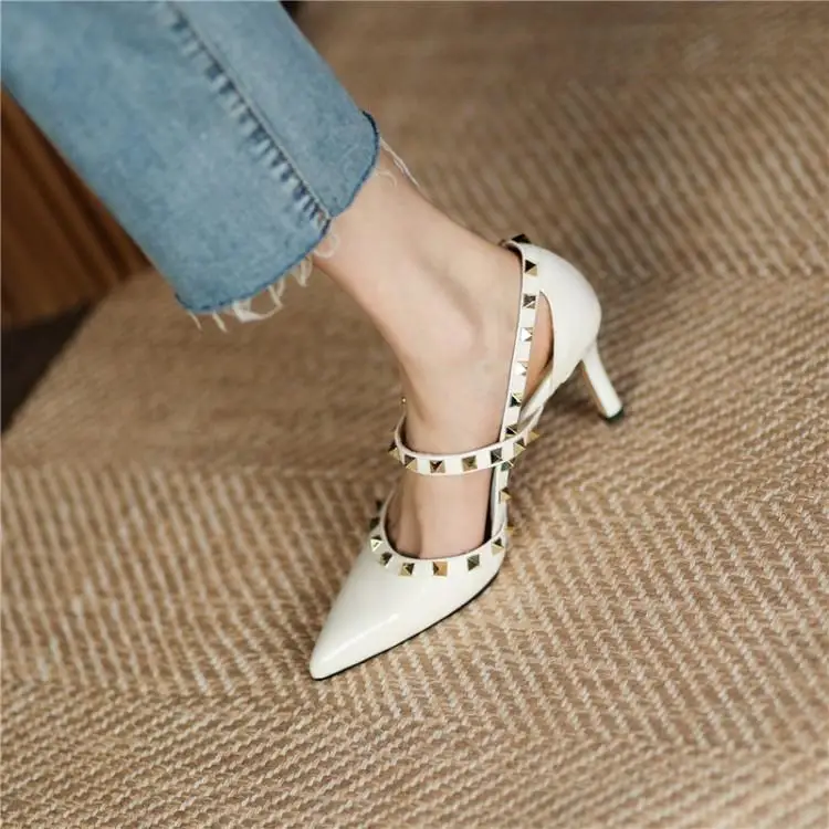 Сандалии Baotou женские на тонком каблуке босоножки высоком универсальные кожаные