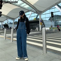 jeans womens denim overalls solid color fashion bf loose casual pants
