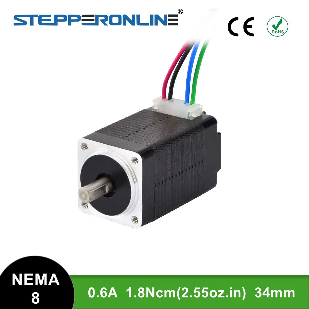 Mini Nema 8 Stepper Motor 4-lead 1.8deg 1.8Ncm(2.55oz.in) 0.6A 20x20x34mm Step Motor for 3D Printer Motor/CNC XYZ