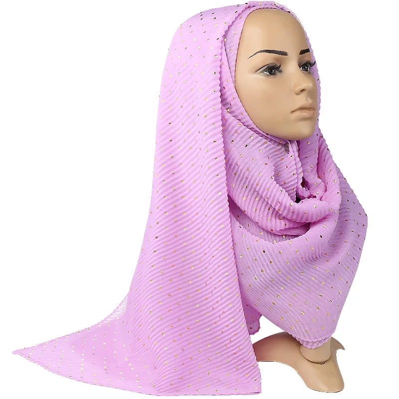 

Gold Crumpled Cotton Hijab Caps Muslim Long Scarf Shawl Bonnet Islamic Headscarf Women Head Wraps Turbante Hat 200*90cm