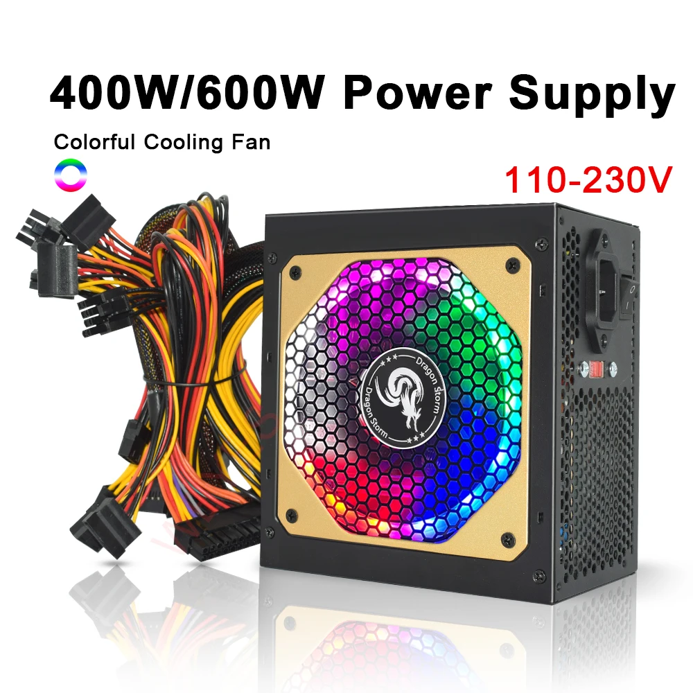 Блок питания для компьютера, макс. 600 Вт/400 Вт, 110 В-230 В, 20 + 4 контакта, 12 В