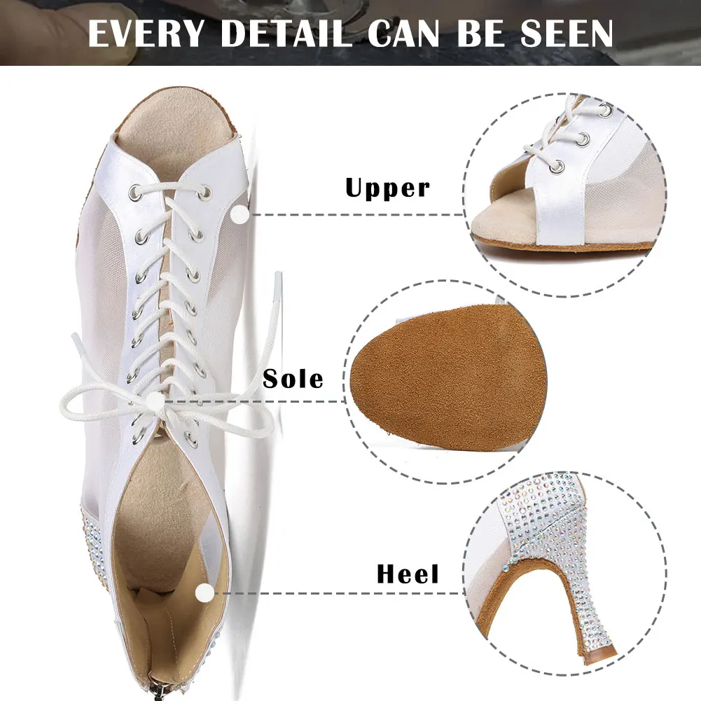 SWDZM Women Latin Dance Shoes Ladies Dancing Shoes Woman Tango Ballroom Dance Boots High Heels Salsa Party Shoes Dancing Boots