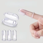 Детская Силиконовая зубная щетка на палец + коробка детские зубы Прозрачная мягкая силиконовая зубная щетка для младенцев резиновая Детская щетка для чистки