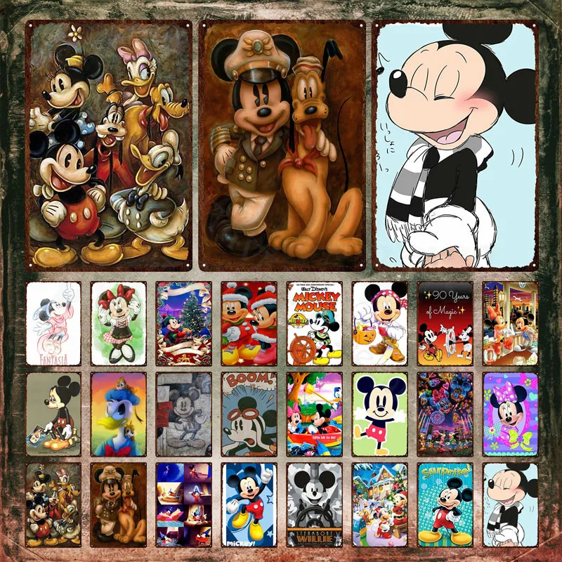 

Mickey Mouse Metal Signs Disney Classic Cartoon Characters Tin Signs Decorative Tin Plate Paintings Metal Poster Home Decoration