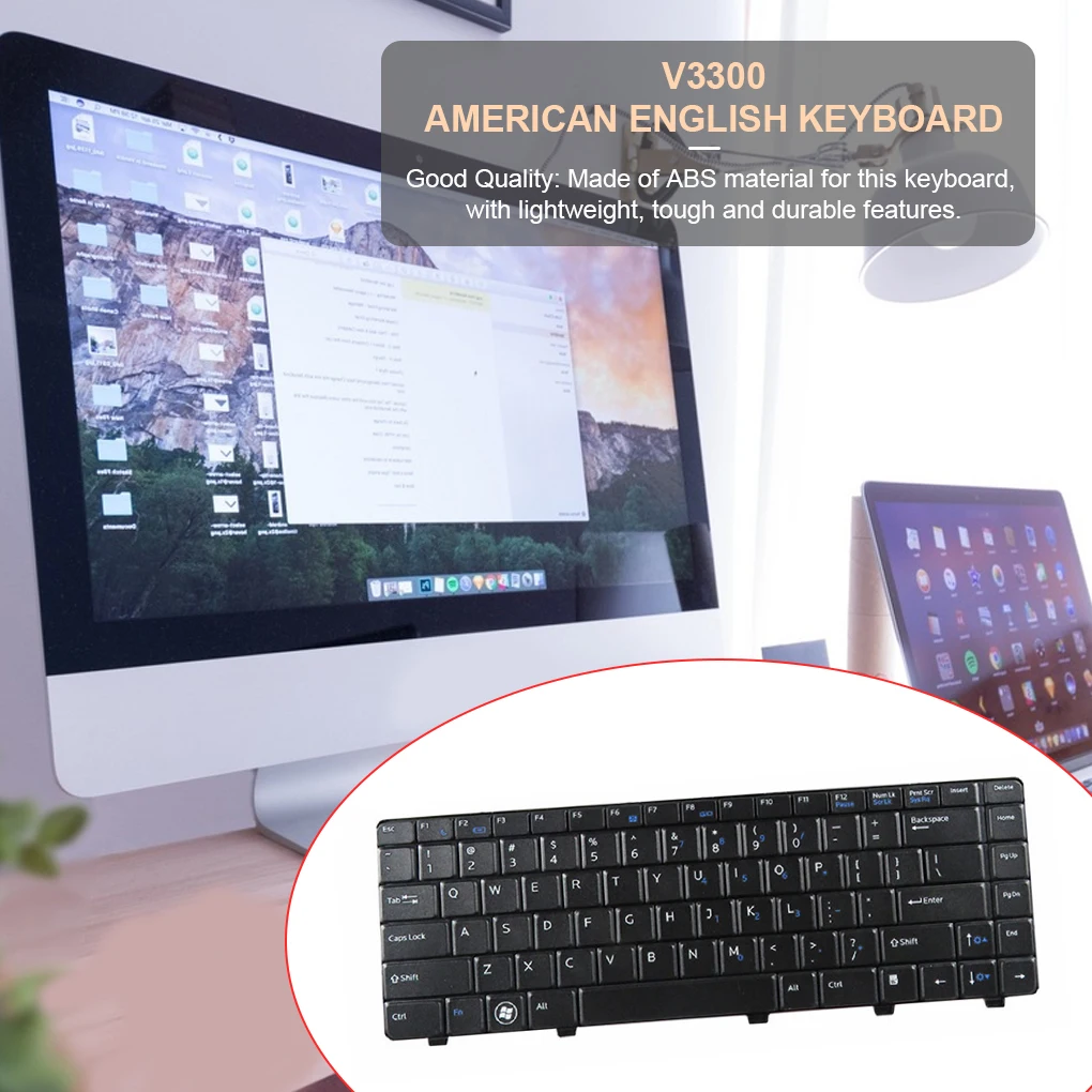 

Built-in Laptop Keyboard Plastic Portable Ergonomic Multimedia Keys Solid Color Parts Backlight Replacement for Dell Vostro 3300