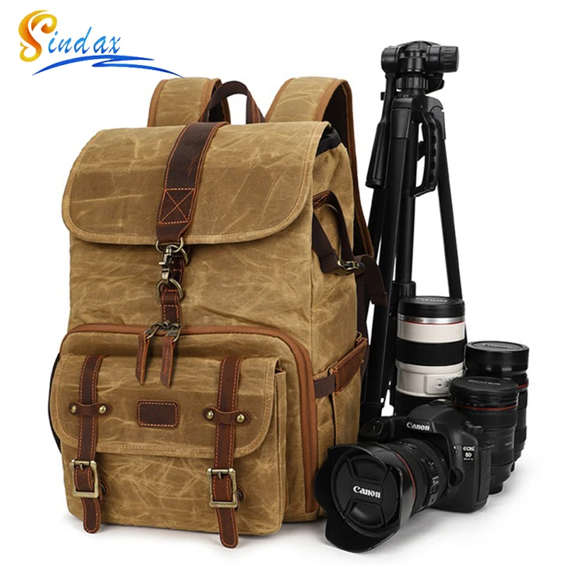 Canvas Batik Waterproof Photography Outdoor Wear-resistant Large Photo Camera Backpack Bag for Nikon Canon Fit 15.4 inch Laptop