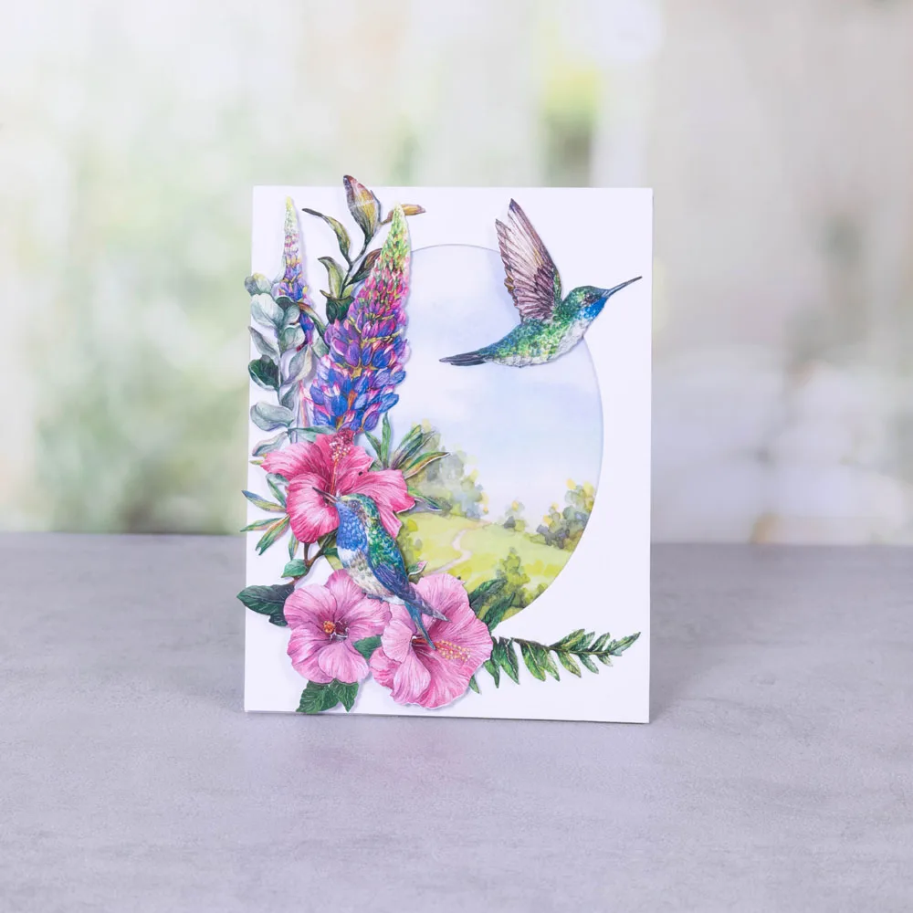 Жимолости Колибри люпины листва металлические режущие штампы для скрапбукинга