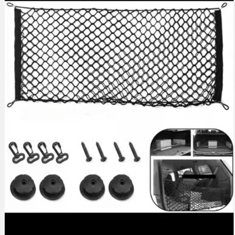 

Car Back Rear Mesh Trunk Seat Elastic String Net Magic Sticker Universal Storage Bag Pocket Cage Auto Organizer Seat Back Bag