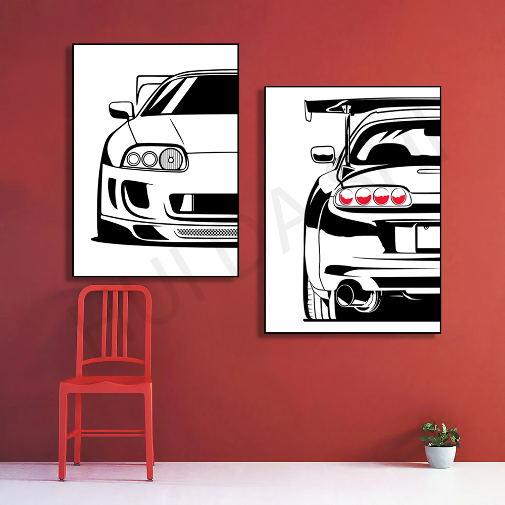 

Toyota Supra MK4 плакатная печать, JDM автомобильное искусство, настенное искусство, автомобильное искусство, спортивный автомобиль, настенная печа...