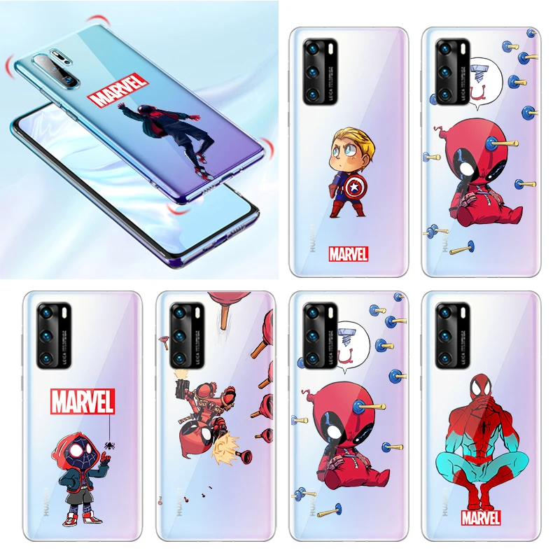 

Marvel Avengers Hero For Huawei P50 P20 P30 P40 5G P10 Pro Lite E Plus P9 Lite Mini Soft Transparent Phone Case Capa Cover Coque