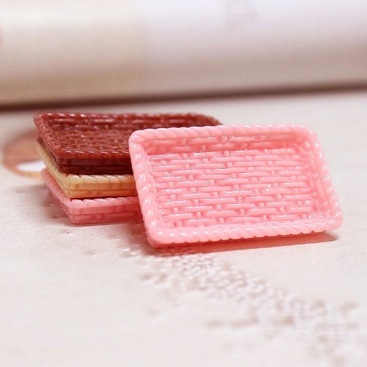 

10pcs Resin Mini Basket Crafts Accessories And Materials Miniature Charm Flatback Cabochon Diy Scrapbook Supplies Craft Material