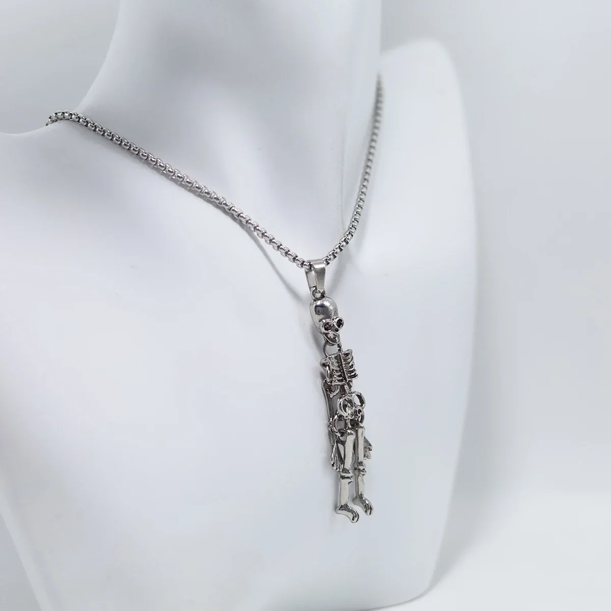 Посеребренная подвеска с черепом мужское байкерское ожерелье в стиле панк-рок