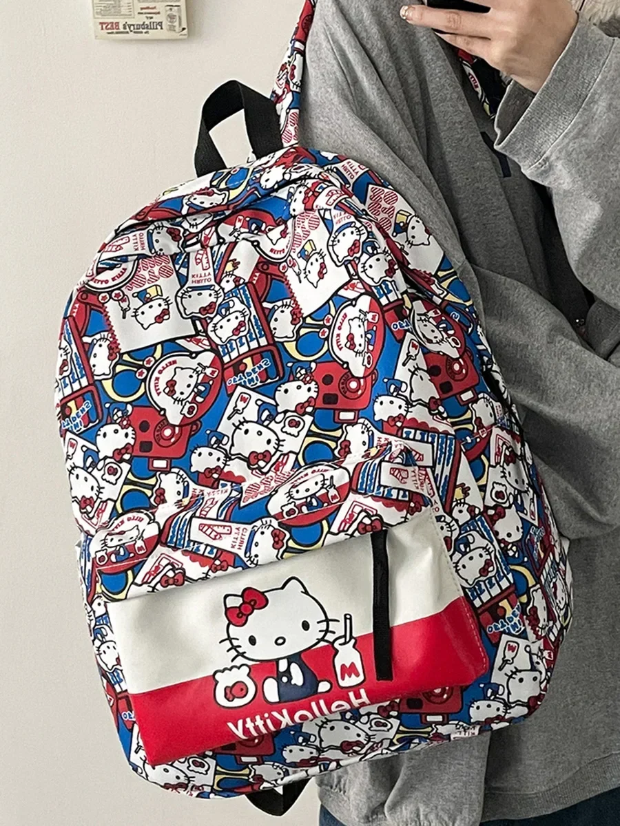 Sanrio hello kitty nylon Student Backpack boy girl Schoolbag Cartoon Shoulder Travel storage Bag handbag