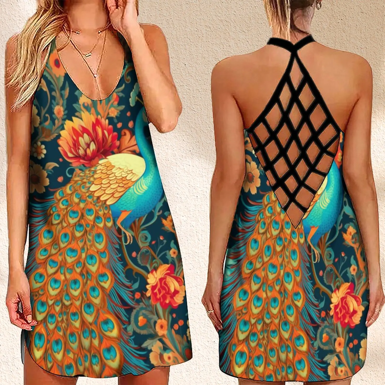 

Женское летнее платье без рукавов, с открытой спиной