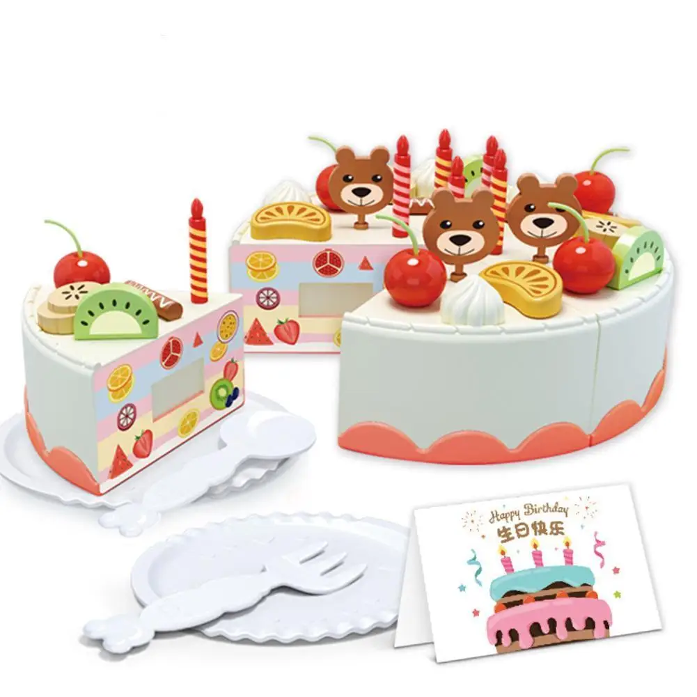 

85PCS DIY Cake Kitchen Toys Set Food Pretend Play Cutting Fruit Educational Birthday Toy For Baby Kid Gift Child Cook