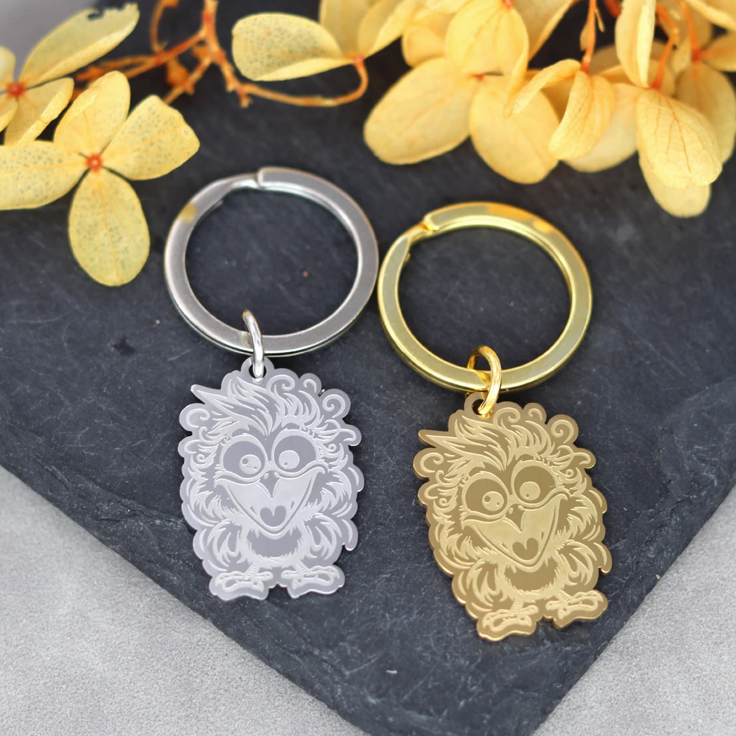 Милый мультяшный бриллиант брелок для ключей кольцо колье из нержавеющей стали