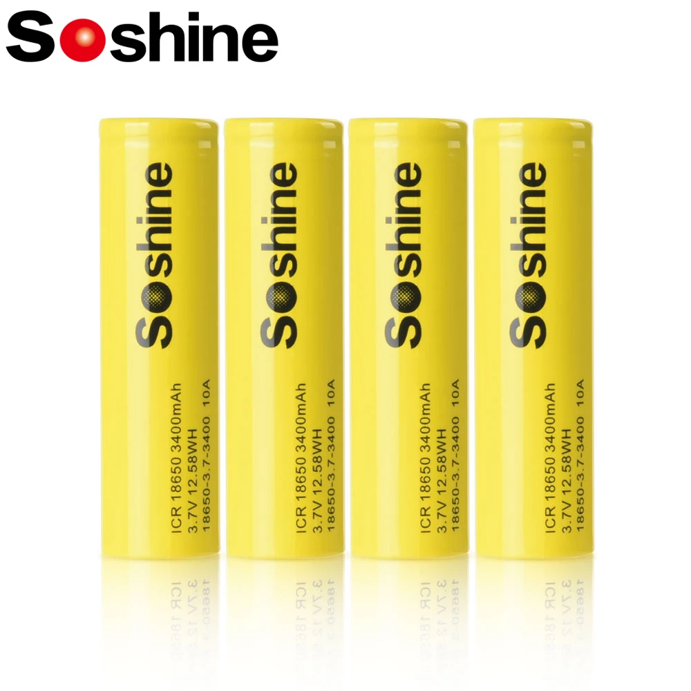

Soshine 18650 3C Battery 3.7V 3400mAh Li-ion Rechargeable Battery 18650 3400mah Batteries 100% Original for Flashlight LED Lamp