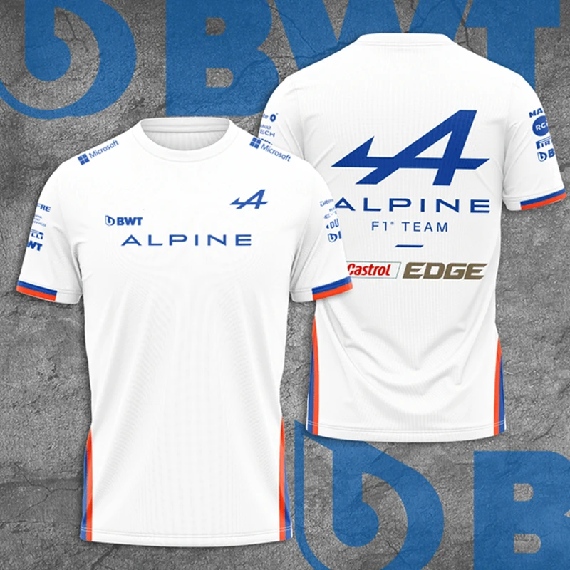 

2022 Summer White Formula 1 Alpine F1 Racing Team Men's Outdoor Sports Short Sleeve T-Shirt. High Quality Clothing