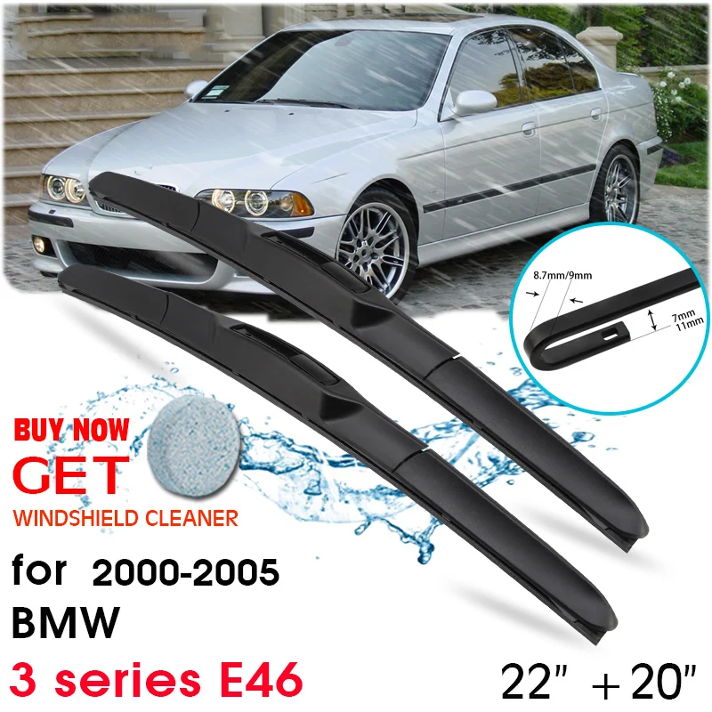 

Car Blade Front Window Windshield Rubber Silicon Refill Wiper For BMW 3 series E46 2000-2005 LHD / RHD 22"+20" Car Accessories