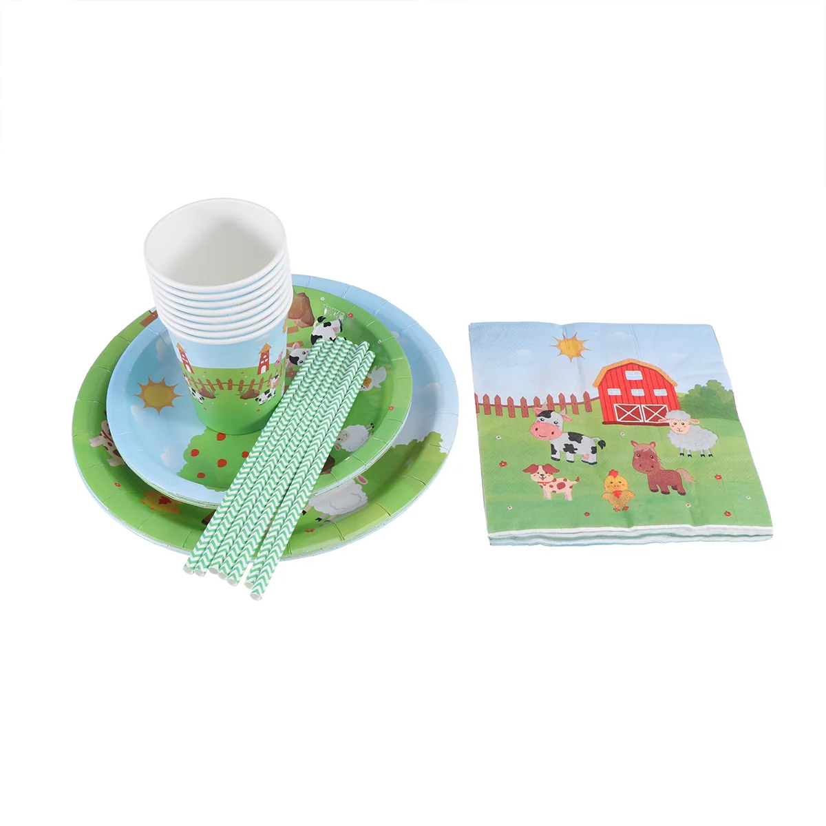 

69pcs Disposable Tableware Printing Farm Animal Theme Napkins for Party Gathering Birthday