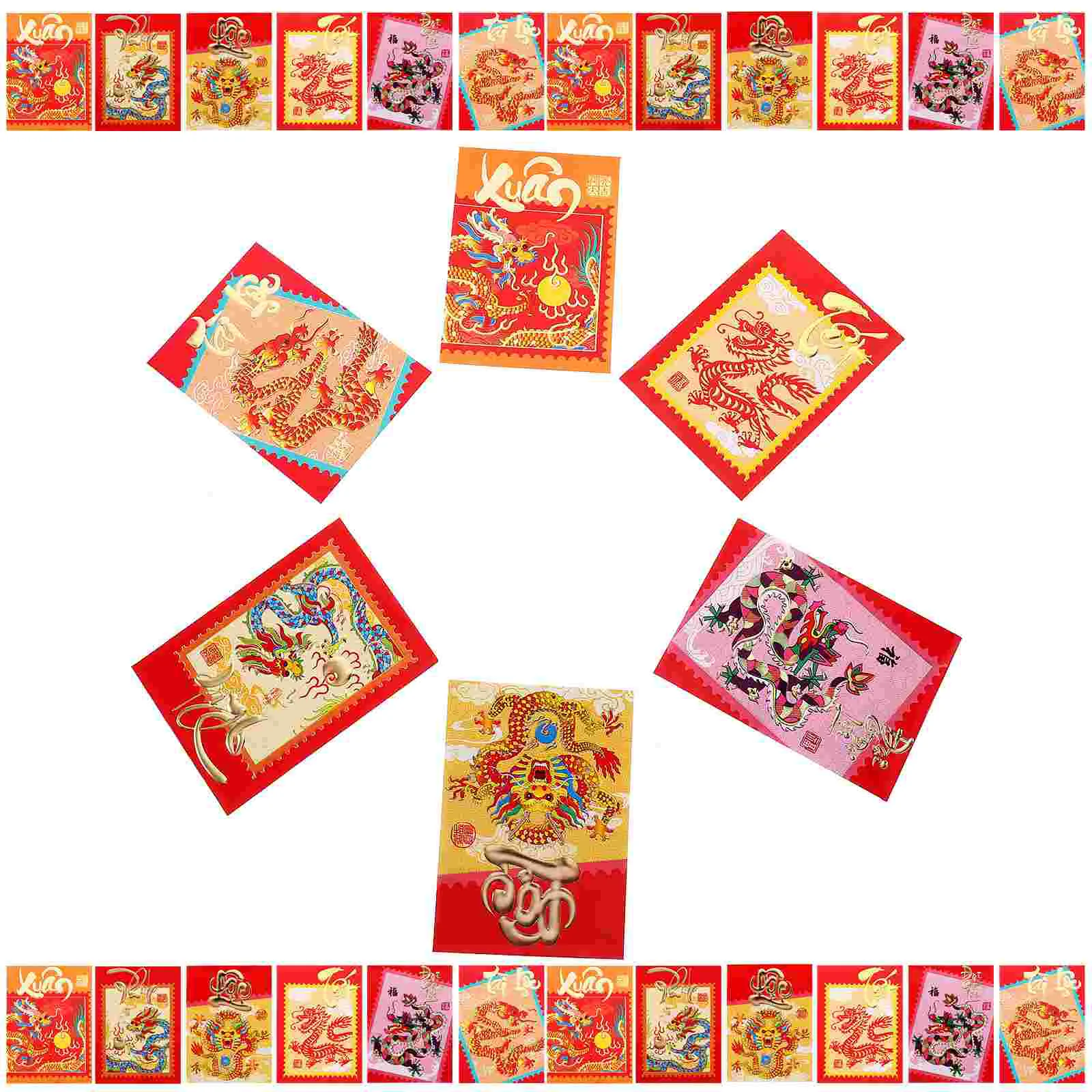 

30 Pcs Decor Red Envelope Cute Envelopes Classic Paper Packet 2024 Money Bag Chinese New Year Dragon Pattern