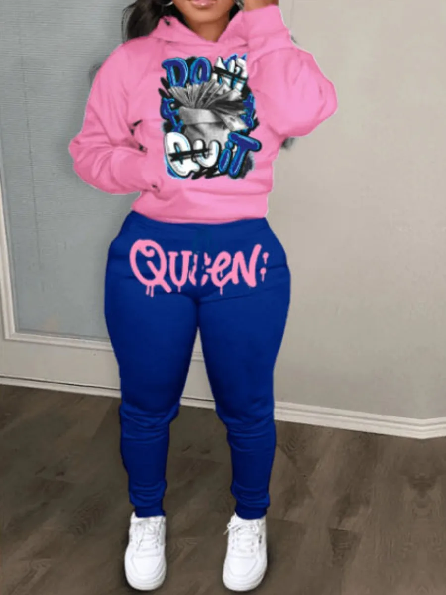 Женский спортивный костюм с принтом кенгуру капюшоном и штанами