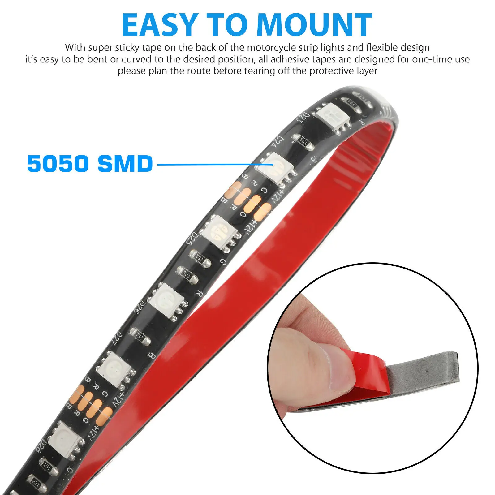 

12PCS RGB Bluetooth Motorcycle LED Light Accent Glow Neon Strip APP Control Kit Waterproof And Durable ,Multicolor