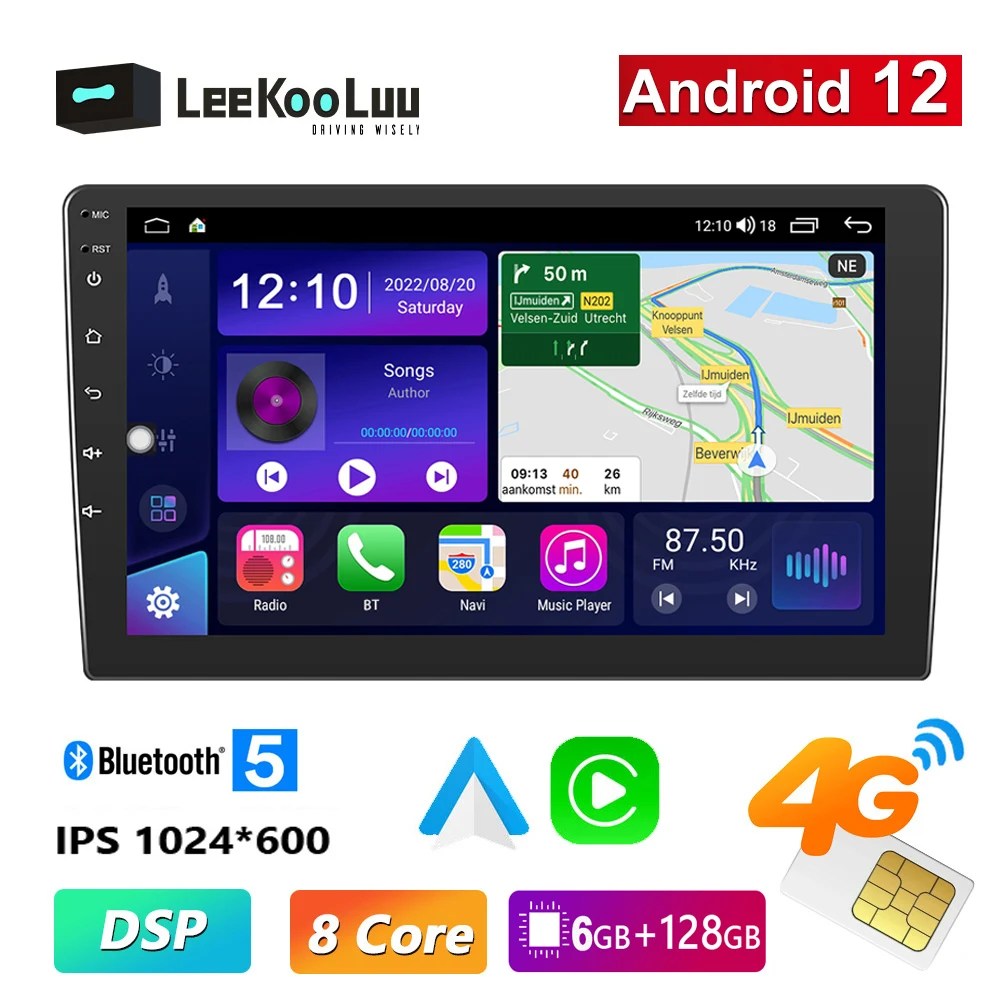 

Автомагнитола LeeKooLuu, 2 Din, Android 12,0, 9 дюймов, GPS, Bluetooth, Wi-Fi
