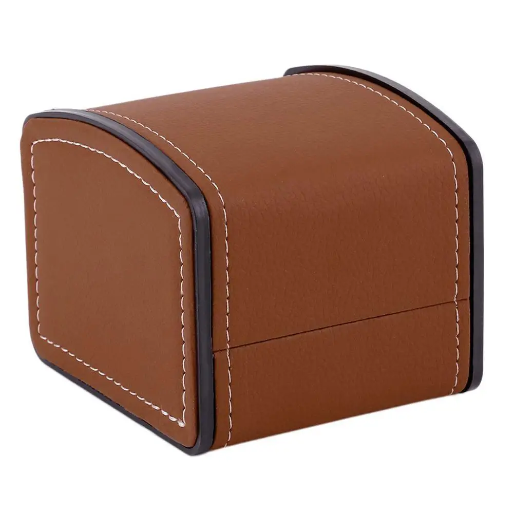 

Vintage Organizer Watch Protective Box Faux Leather Case Luxury Jewelry Display Decor Arc Shape with Pillow Cushion New
