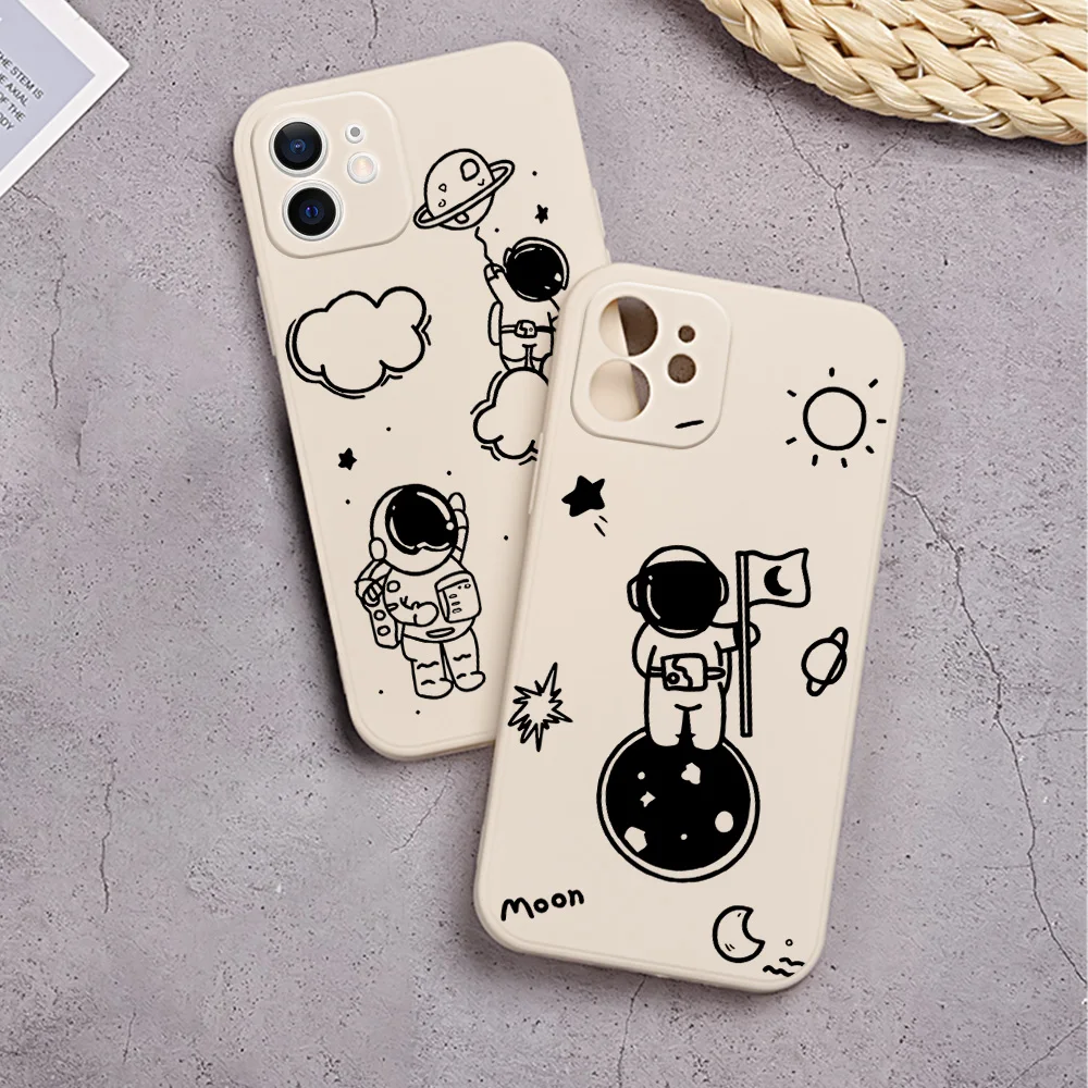 

Astronaut Painted Phone Case For Xiaomi Poco M4 Pro F3 M3 F1 X3 Pro GT Silicone Phone Protective Cover For Xiaomi Mi 8 SE Mi 9