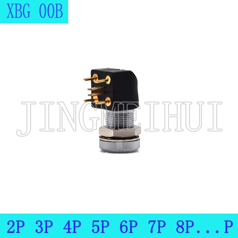 

90 Degree Pin XBG.00B.2P 3P 4P Push-pull Self-locking Fixing Nut Female Socket Connector For PCB Printed Circuit Board