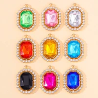 10pcs 1623mm 9 colors crystal rectangle shiny zircon pendant womens dangle diy earrings jewelry accessories making supplies