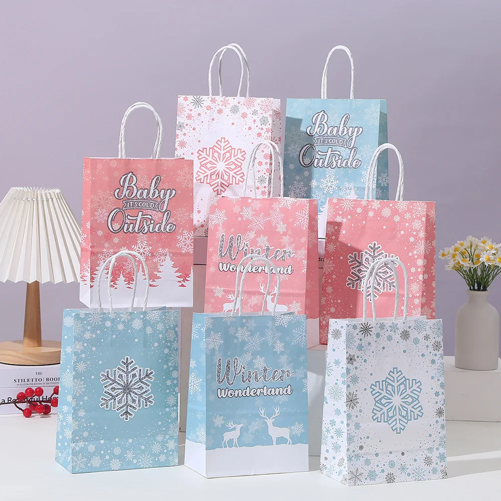 Рождественские подарочные пакеты в виде снежинок рождественские бумажные для