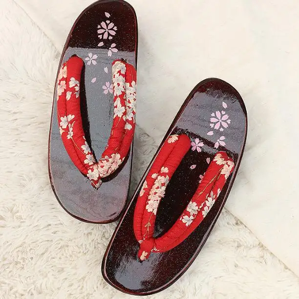 

Japanese Ancient Geta Shoes Geisha Clogs Women Summer Flip flops Cherry Stage High heel Vintage