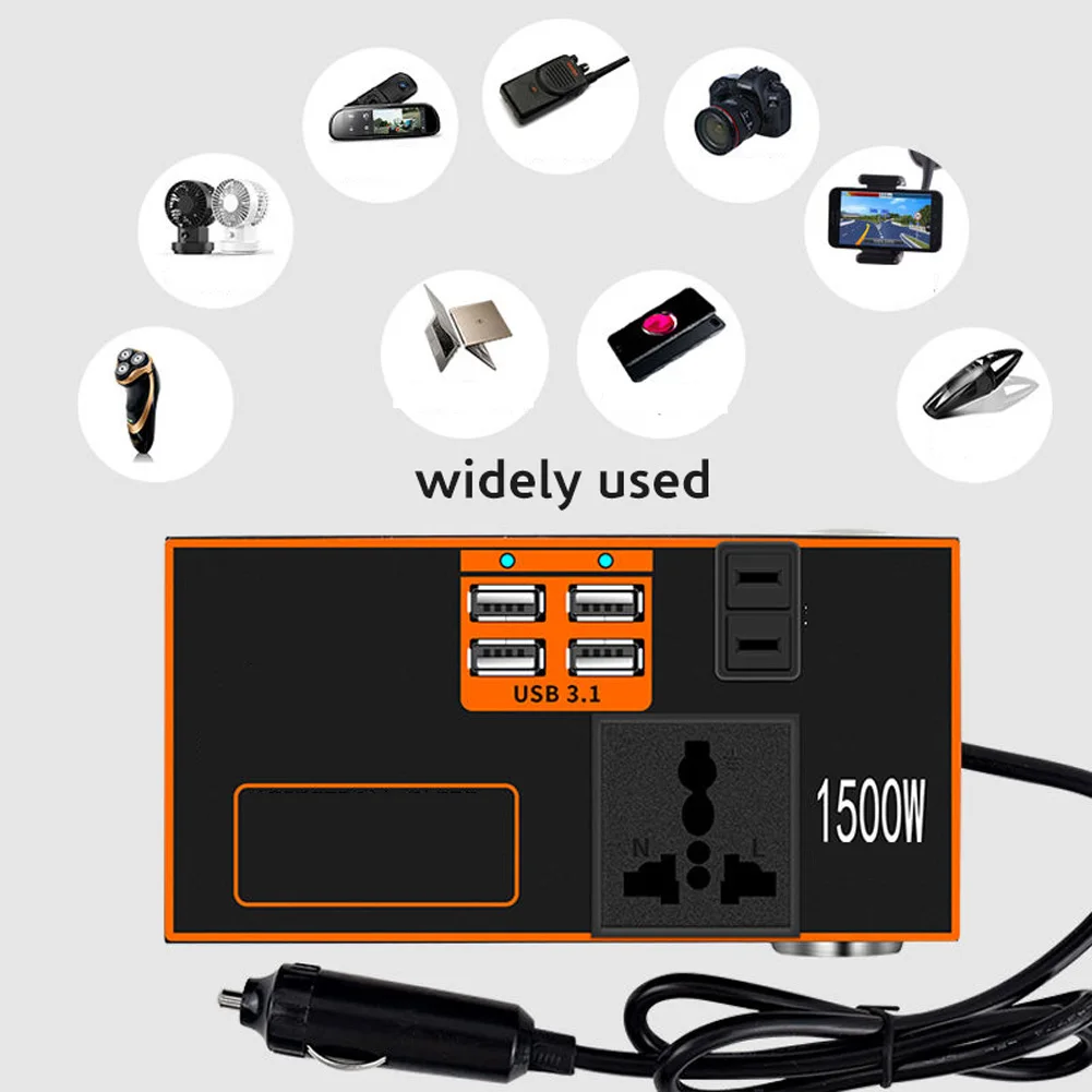 

Converter Car Inverter LED Display Shows Battery Input Voltage And Output Voltage. The Flex Cable Can Easily Power The Device.