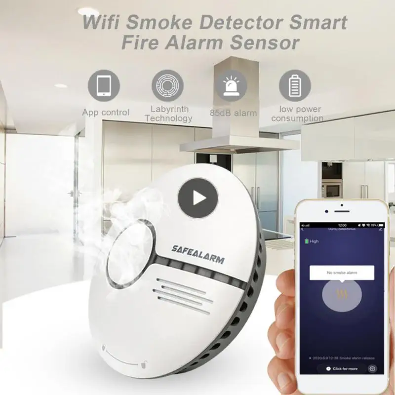 

Tuya Smoke Detector For Home Kitchen Wireless Gas Detector Remote Monitoring 85db Smart Fire Alarm Sensor Smart Home